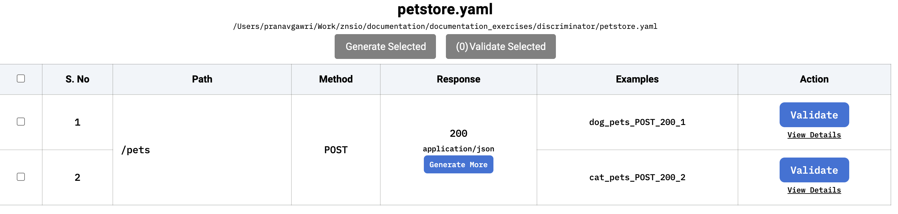 Screenshot of Interactive Example Generator Interface