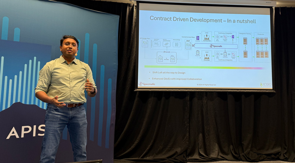 Hari Krishnan presents about Specmatic and Contract Driven Development at Nordic APIs Platform Summit 2024.