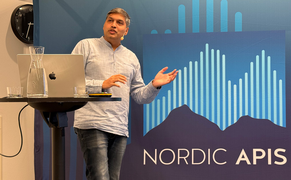 Naresh Jain presenting at Nordic APIs Platform Summit in Stockholm, October 2024.